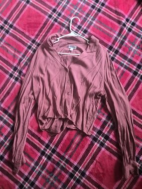 Lightweight Button-Front Women's Top in Dusty Rose